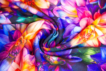 French Terry, Digital Print, Full Floral Multicolor, Blumen, 0,5 m